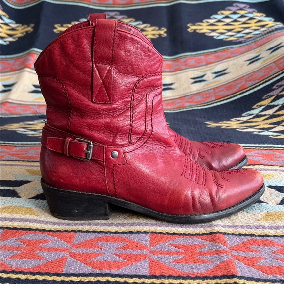 Franco Sarto Burgandy-red Leather Women's Cowboy Boots size 8.5 - Picture 3 of 13
